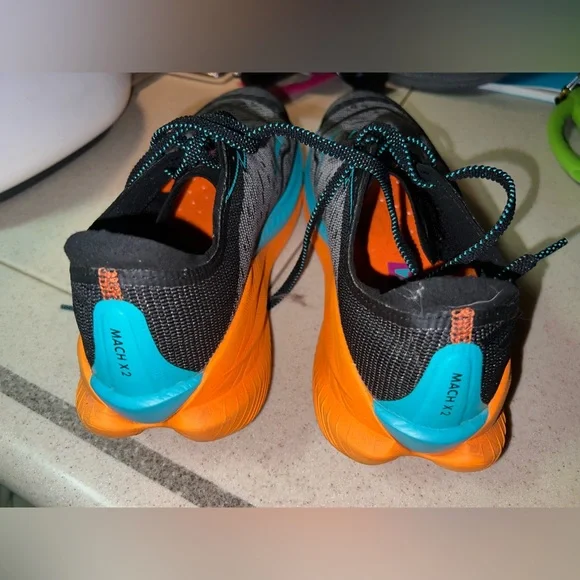 Hoka One One Men's Size 11 Mach X 2 Black Electric Aqua - Picture 2 of 6